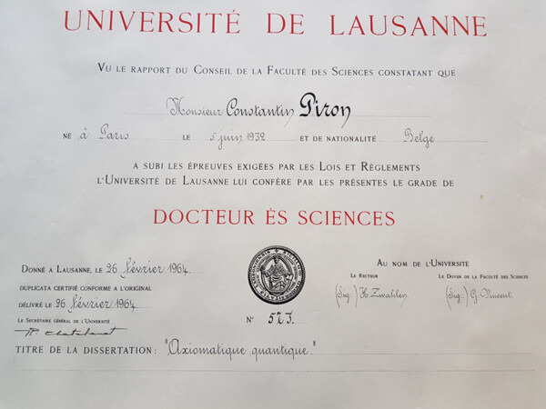 Nomination docteur ès sciences