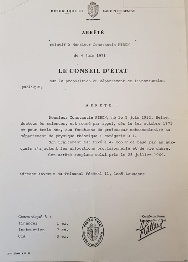 Nomination professeur ordinaire